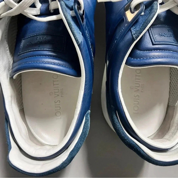 Louis Vuitton Blue Leather and Suede Low Top Sneakers Size US MENS12 - Picture 11 of 13